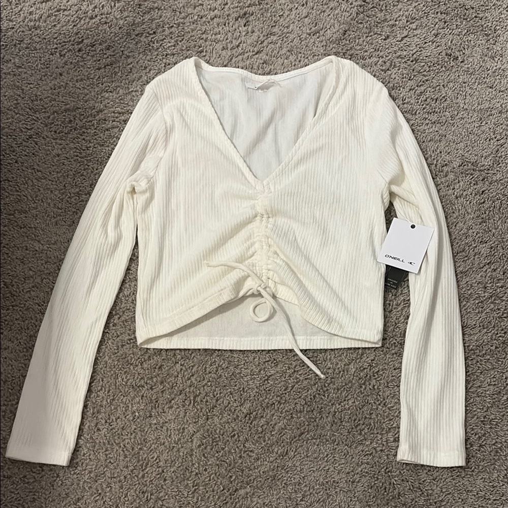 O’Neil Ribbed White Long Sleeve Top